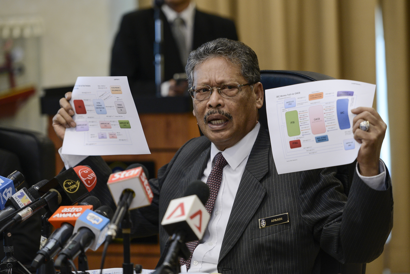 Peguam Negara Tan Sri Mohamed Apandi Ali bercakap kepada pemberita pada sidang media mengenai kertas siasatan SRC International dan RM2.6 bilion di pejabatnya di Putrajaya, hari ini. – Gambar The Malaysian Insider oleh Nazir Sufari, 26 Januari, 2016.