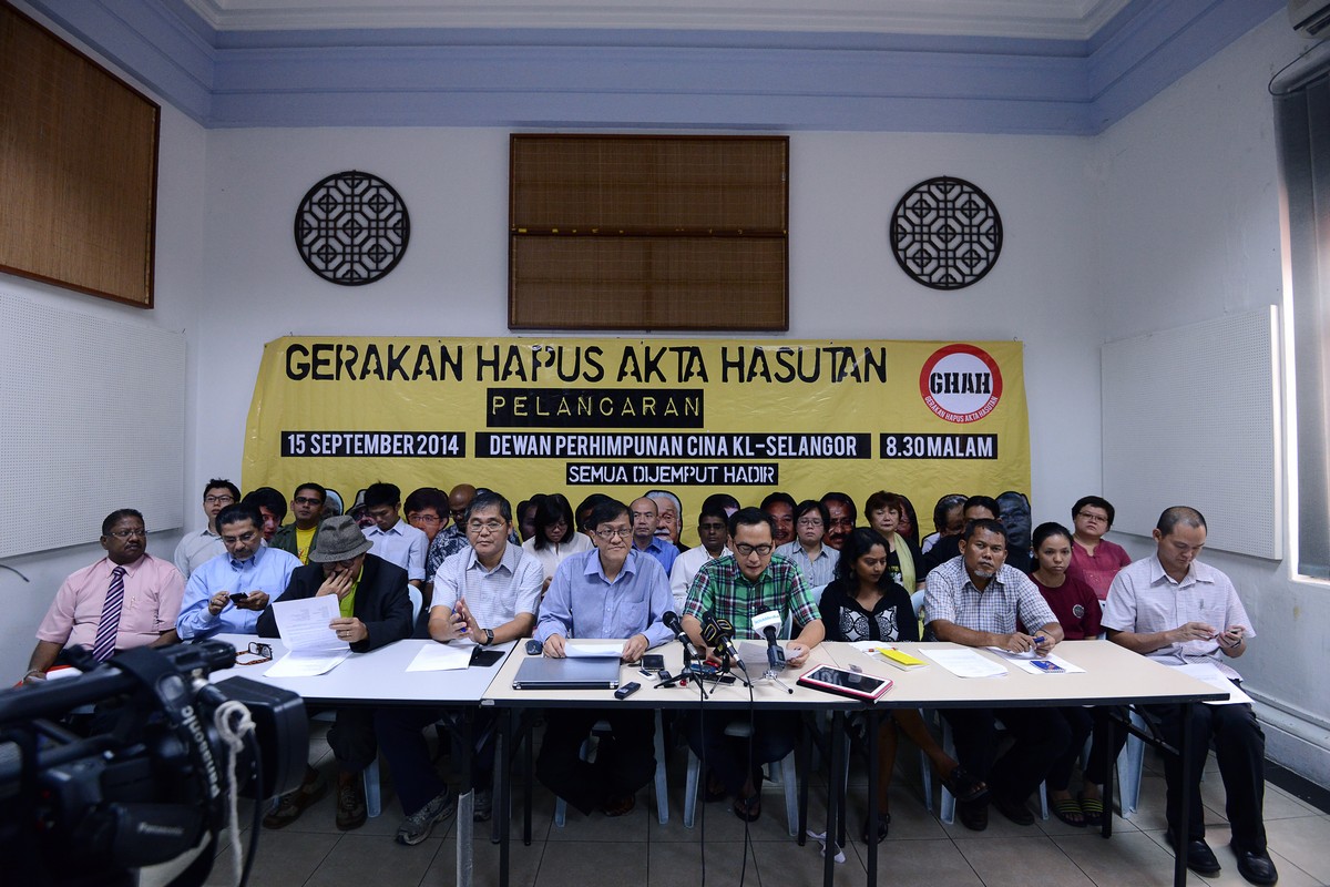 Representatives from 112 non-governmental organisations at the launch of the ‘Abolish the Sedition Act’ (GHAH) movement today. – The Malaysian Insider pic by Afif Abd Halim, September 5, 2014.