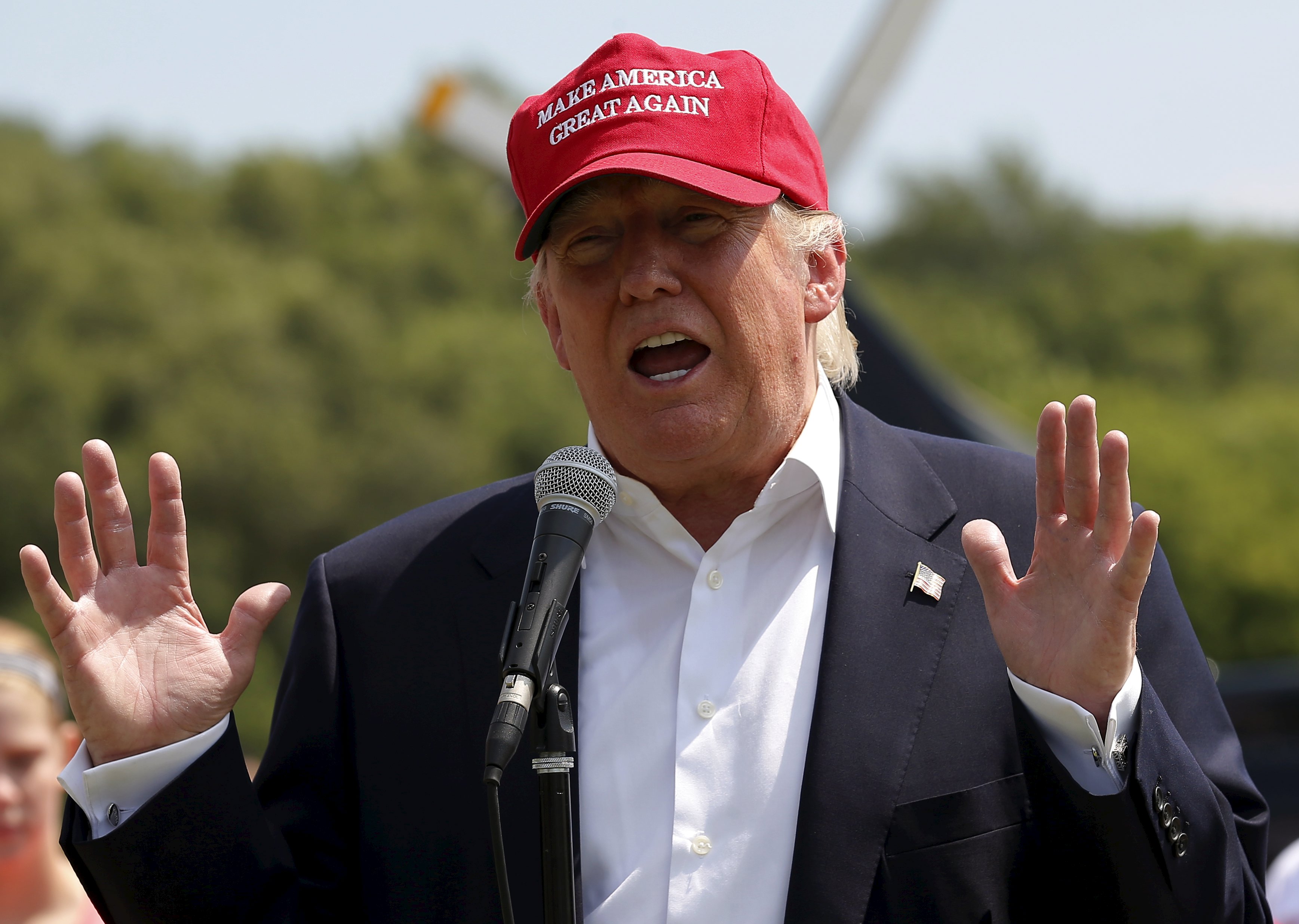  US Republican presidential candidate Donald Trump speaks to the media before heading over the Iowa State Fair in Des Moines, Iowa, United States, August 15, 2015. – Reuters pic, August 17, 2015.