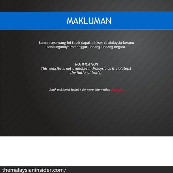 Pembaca mengadu sekatan yang dikenakan apabila melayari laman web TMI. – Gambar The Malaysian Insider, 25 Februari, 2016.