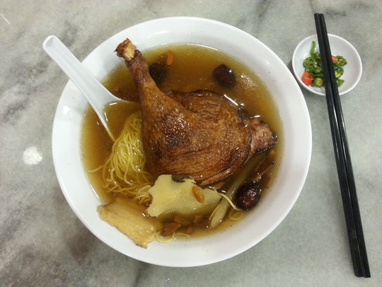 A rich, flavourful broth and excellent, home made noodles helped to make up for the lacklustre duck leg. — March 3, 2015.