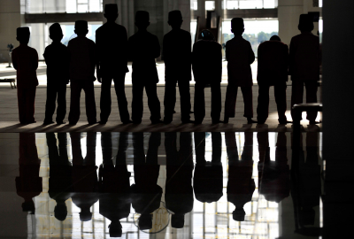 Young boys perform their afternoon prayers at Putrajaya mosque. The Malaysian Insider/Najjua Zulkefli